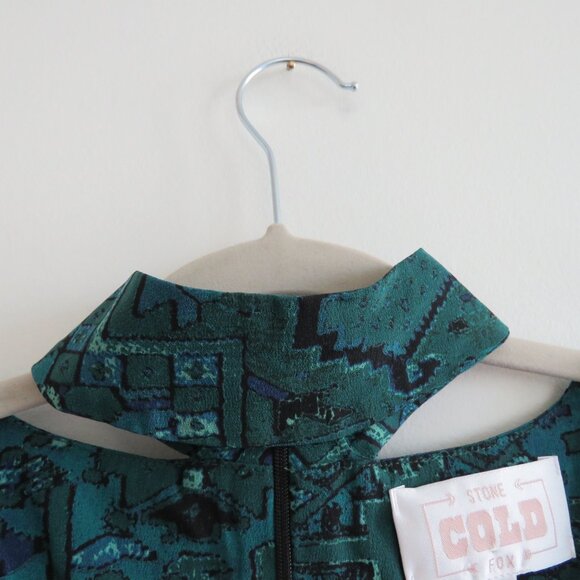 STONE COLD FOX 100% Silk Holloway Top in Green Carpet Boho Aztec - Size XS - Picture 5 of 14